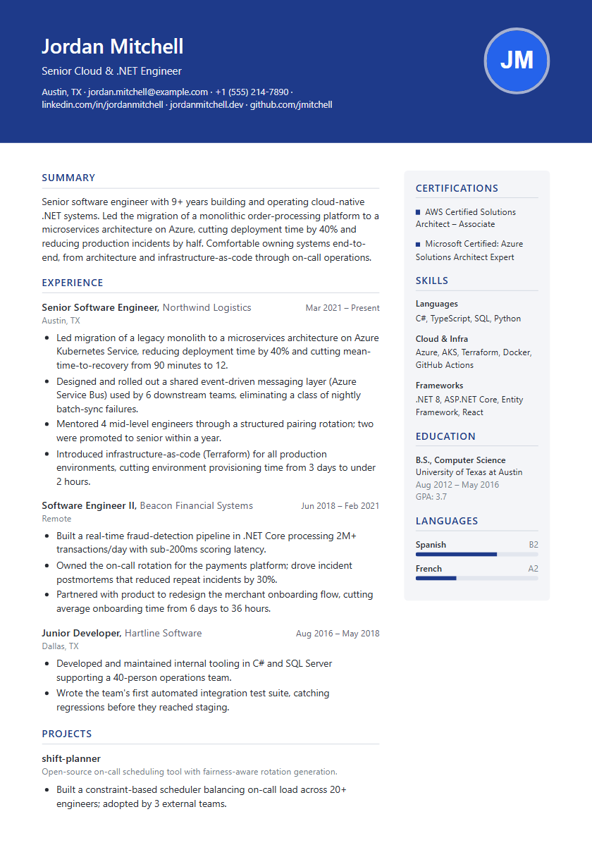 Banner Header resume template