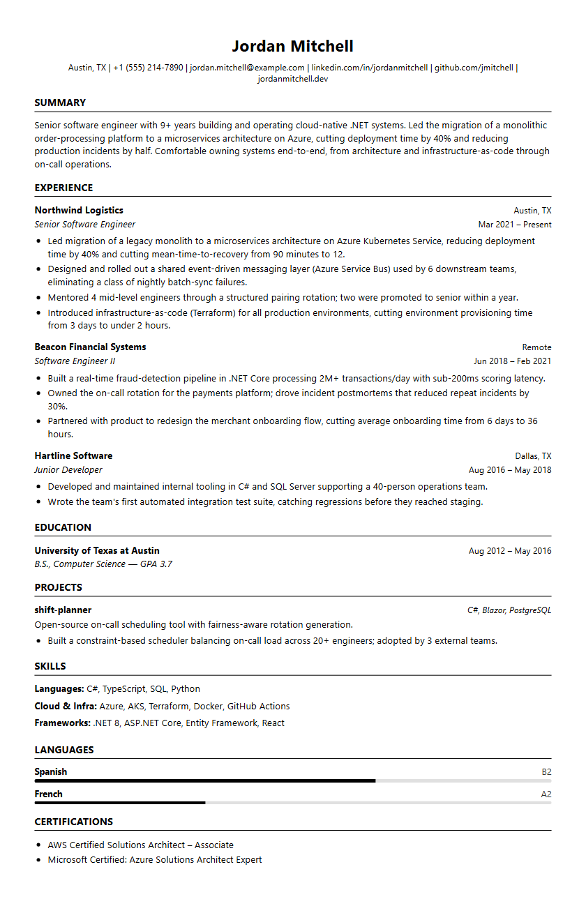 Compact ATS resume template