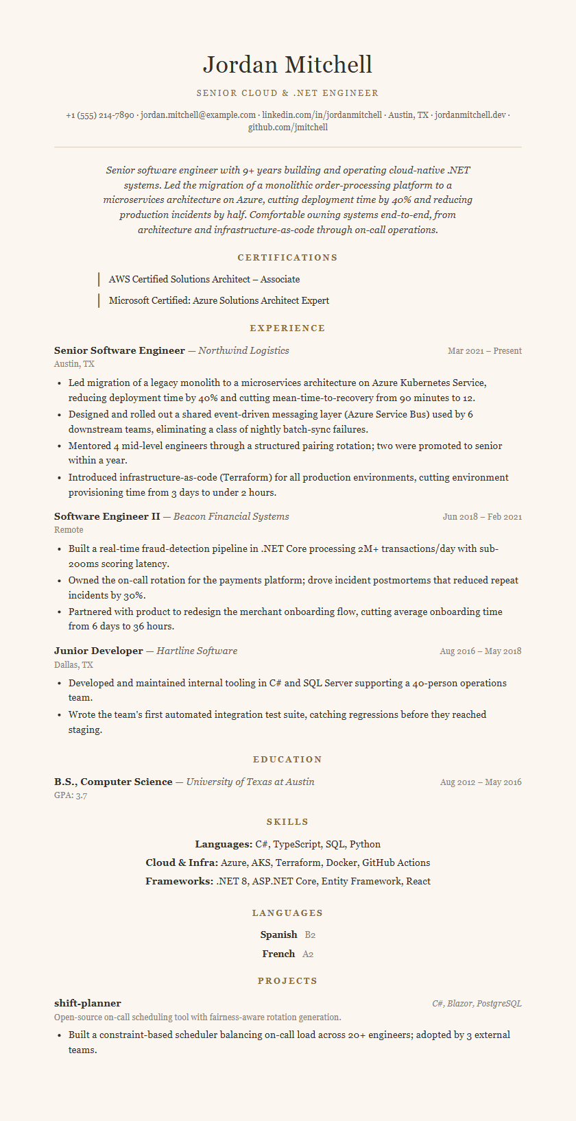 Elegant Editorial resume template