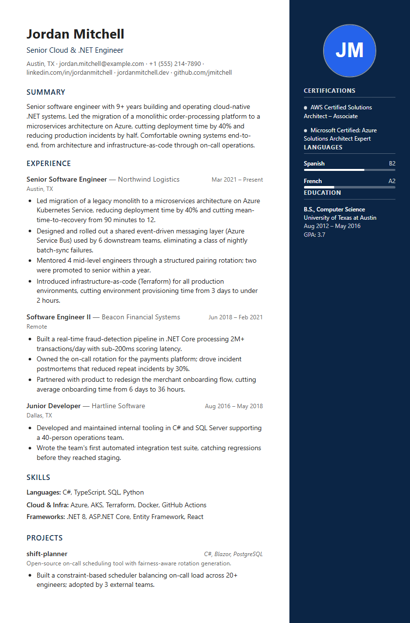 Executive Sidebar resume template