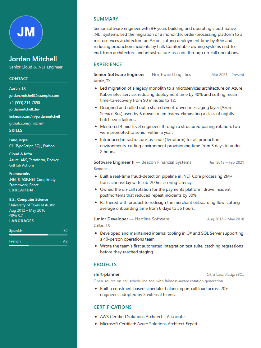 Modern Sidebar resume template